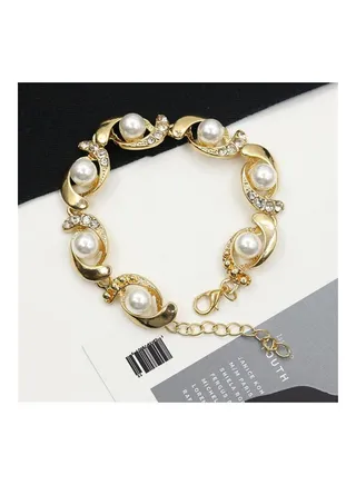 Women's Rhinestone Imitation Pearl Decor Bracelet 