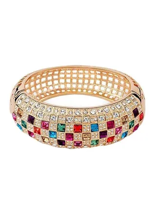 Gold Plated Cubic Zirconia Studded Cuff 