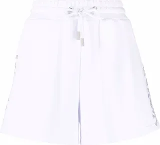 Rhinestone-Skull Drawstring Cotton Shorts