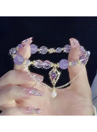 Purple Double Layers Beaded Bracelet 