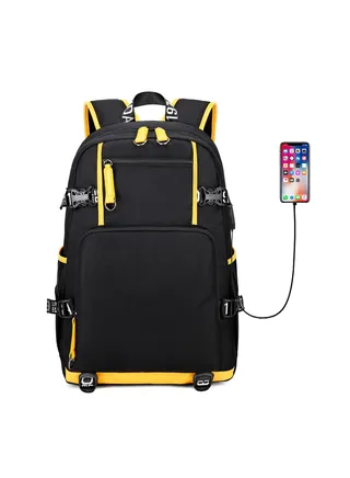 1-Piece Men's Korean Version Backpack Minimalist Middle School Student Backpack Heat Transfer Printed Casual Men's Backpack 