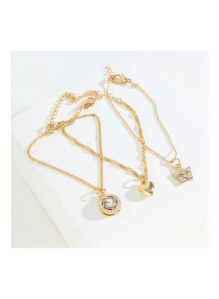 3-Piece Stone Studded Bracelet 