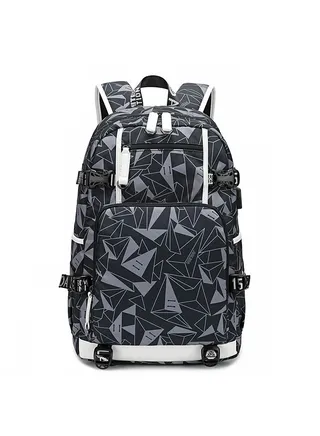1-Piece Men's Korean Version Backpack Minimalist Middle School Student Backpack Heat Transfer Printed Casual Men's Backpack 