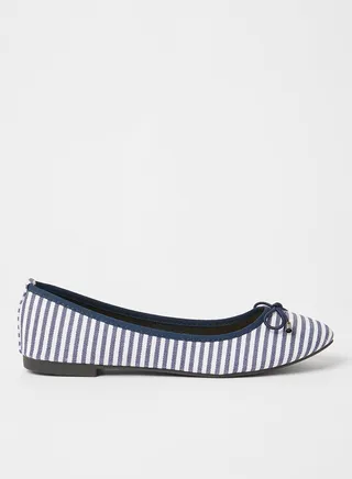 Striped Pattern Casual Ballerina Blue/White 