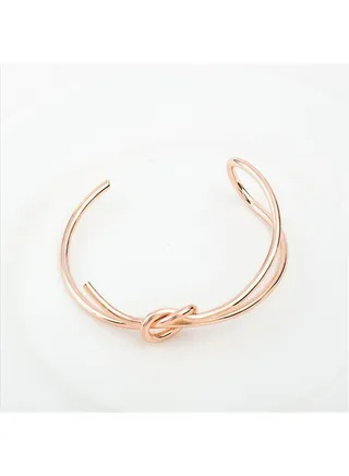 Women's Sweet Style Double Design Hollow Out Knot Shape Bracelet 
