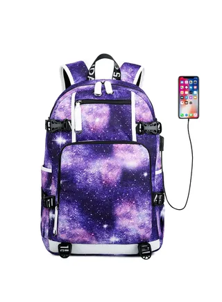 1-Piece Men's Korean Version Backpack Minimalist Middle School Student Backpack Heat Transfer Printed Casual Men's Backpack 