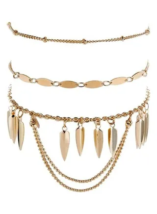 3-Piece Tassel Chain Leaf Design Fashion Bracelets Set 