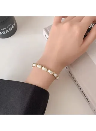 White Leather Braided Bracelet 