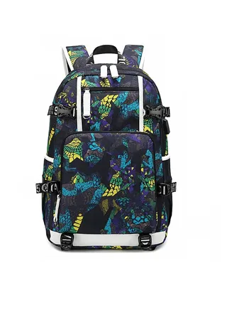 1-Piece Men's Korean Version Backpack Minimalist Middle School Student Backpack Heat Transfer Printed Casual Men's Backpack 