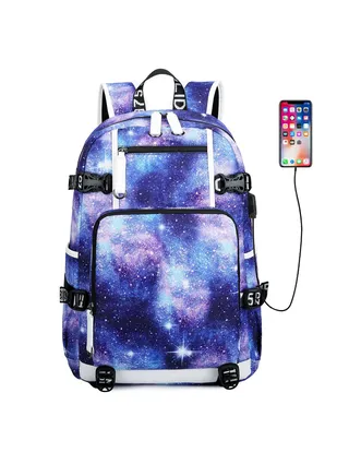 1-Piece Men's Korean Version Backpack Minimalist Middle School Student Backpack Heat Transfer Printed Casual Men's Backpack 