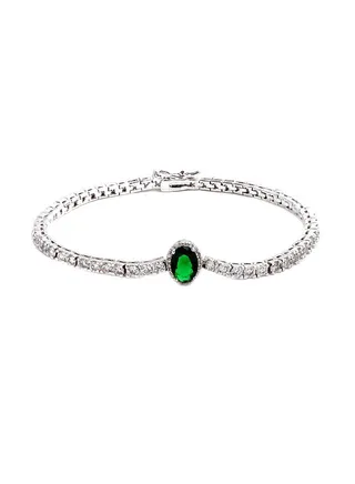 18Karat White Gold Plated Studded Bracelet 