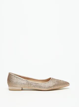 Womens Embellished Slip On Pointed Toe Ballerina Shoes Ramadan Collection