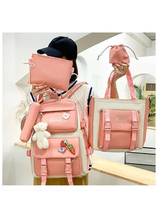 5-Piece Printed School Backpack Set 