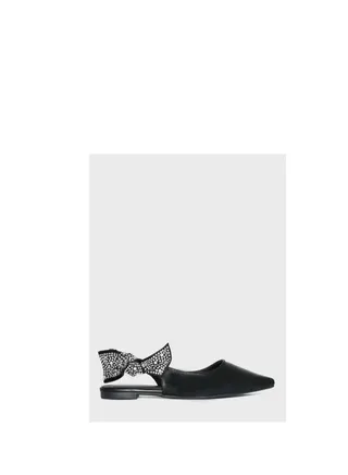 Diamante Bow Slingback Pointed Flat Shoe 