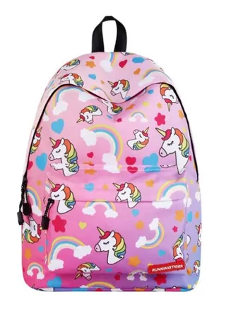Cartoon Unicorn Printed School Backpack Multicolour 