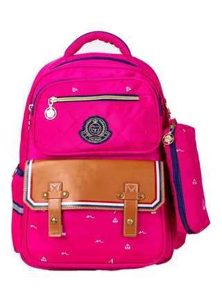 Polyester School Backpack Pink 