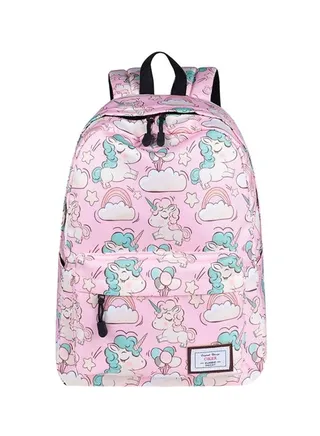 Waterproof Printed Backpack Pink/Green/Beige 