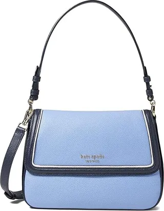 Kate Spade New York Hudson Color-Blocked Pebbled Leather Medium Convertible Flap Shoulder Bag (Kingfisher Multi 1) Handbags