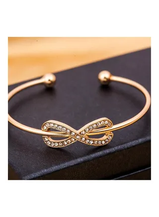 Simple Personality Rhinestone Decor Opening Design Bracelet 