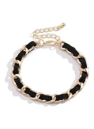 Women's Mental Decoration Flocking Cloth Patchwork Adjustable Bracelet 