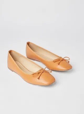 Stylish Comfortable Slip-On Flat Ballerina Tan 
