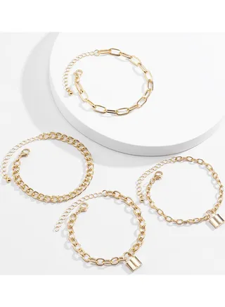 4-Piece Chain Fashion Bracelets 