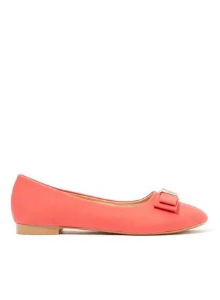 Embellished Faux Leather Ballerinas Red 