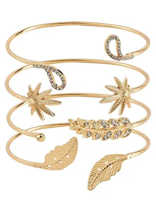 4-Piece Leaves Pattern Fashion Bracelets Set 
