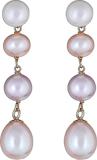 14K Yellow Gold & 5-7MM Multicolor Freshwater Pearl Drop Earrings