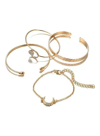 5-Piece Geometric Rhinestone Bracelet Set 
