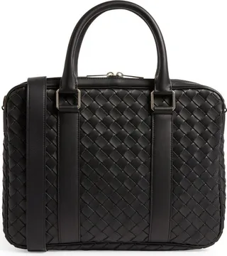 Bottega Veneta Leather Intrecciato Briefcase