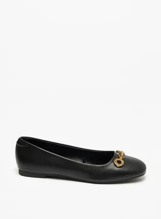 Women Metal Accent Slip On Ballerina Shoes