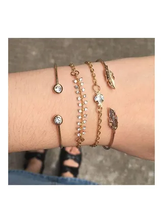 4-Piece Stone Studded Bracelet 