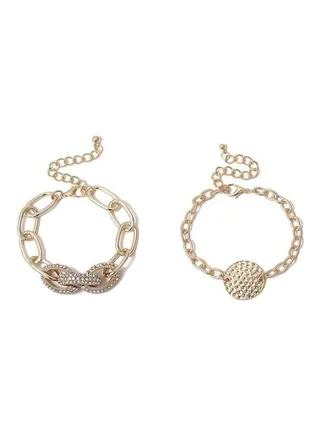 2-Piece Stone Studded Bracelet 