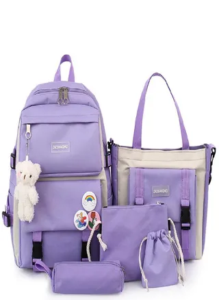 5 PCS Schoolbags for Female Junior High School Lightweight Primary  Fresh and Cute Girls High Capacity Backpacks for Grades Three To Five or Six 