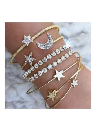 8-Piece Rhinestone Studded Fashion Bracelets 
