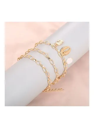 3-Piece Pearl Shell Chain Fashion Bracelets 