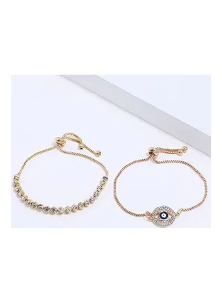 2-Piece Stone Studded Bracelet 