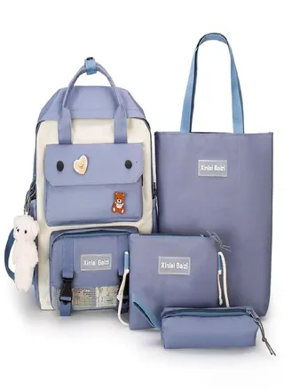 Korean Version Ins Schools Bag for Junior High School Students Four Piece Set Schoolbag for Primary School Students Backpack for School Students 