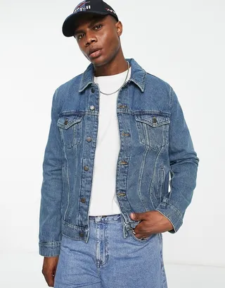 ASOS DESIGN classic denim jacket in tinted mid wash