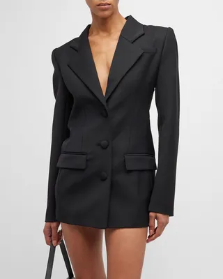 Open Back Blazer Mini Dress with Crystal Detail