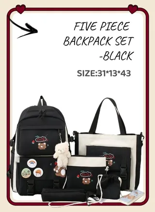 5 Pcs Adult Backpack School Bags Set Backpacks with Pendant Lightweight Elementary School Students Girls Large Capacity  for Teen Girls School Backpack 