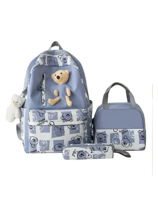 3PCS Backpack Set, Primary Department Schoolbag Children's Schoolbag Casual Backpack, Cartoon Cute Children's Travelling Backpack 