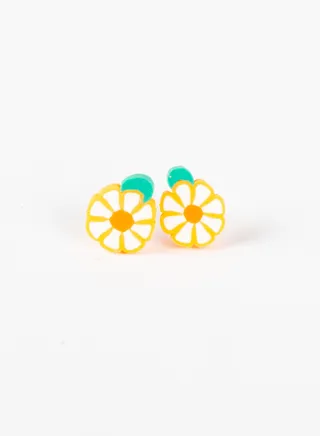 Small Silicon Earring for Baby Orange Flower 