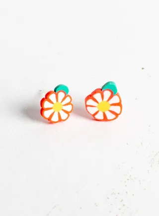 Small Silicon Earring for Baby Red Flower 