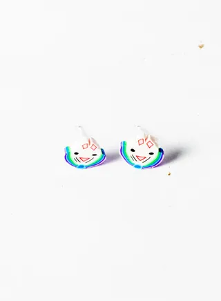 Small Silicon Earring for Baby-Premium Quality- Blue White Smily 