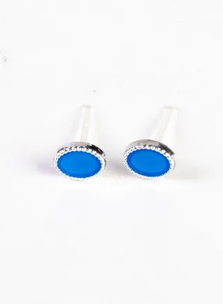Small Earring for Baby-Premium Quality- blue oval Premium Quality & Against Color Change 