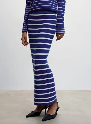 Striped Knitted Maxi Skirt 