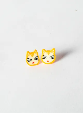 Small Silicon Earring for Baby-Premium Quality-  Orange Cat 