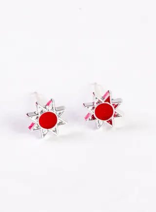 Small Earring for Baby-Premium Quality-Red Flower Premium Quality & Against Color Change 